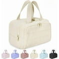 thumbnail image 1 of Toiletry Bag, Lightweight Large Capacity Wide-Open Travel Cosmetic Bag, 4-in-1 Multifunctional Waterproof Makeup Bags for Women, with Handle for Accessories, Toiletries (1 PC Off-white), 1 of 7