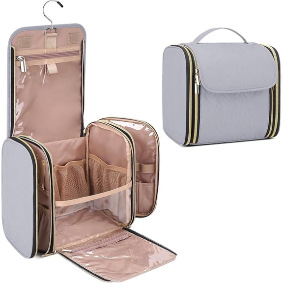 Toiletry Bag & Makeup Bag for Women with Organizer - TSA Approved Large Capacity Travel Organizer, Shower Essentials Case with Transparent Pockets