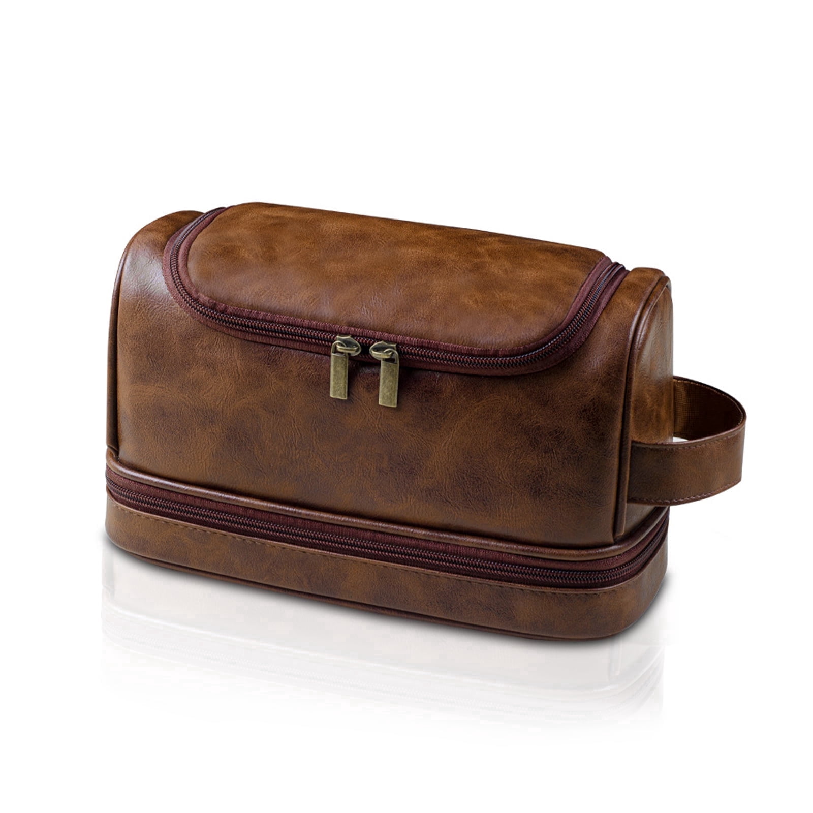 Toiletry Bag for Men, Large Leather Travel Pouch Bag with Hanging hook,Travel Essentials Dopp kit, Men's Shaving Grooming Kit,Gifts for Father, Dad, Boyfriend, Grandpa, Shaving Kit