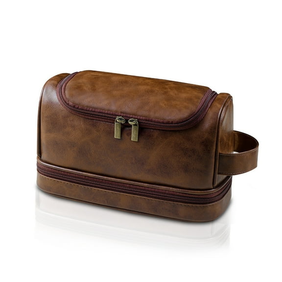 Toiletry Bag for Men, Large Leather Travel Pouch Bag with Hanging hook,Travel Essentials Dopp kit, Men's Shaving Grooming Kit,Gifts for Father, Dad, Boyfriend, Grandpa, Shaving Kit