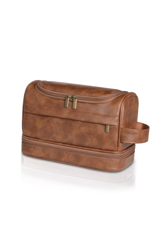 Toiletry Bag for Men, Large Leather Travel Pouch Bag with Hanging hook,Travel Essentials Dopp kit, Men's Shaving Grooming Kit,Gifts for Father, Dad, Boyfriend, Grandpa, Shaving Kit