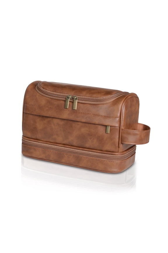 Toiletry Bag for Men, Large Leather Travel Pouch Bag with Hanging hook,Travel Essentials Dopp kit, Men's Shaving Grooming Kit,Gifts for Father, Dad, Boyfriend, Grandpa, Shaving Kit