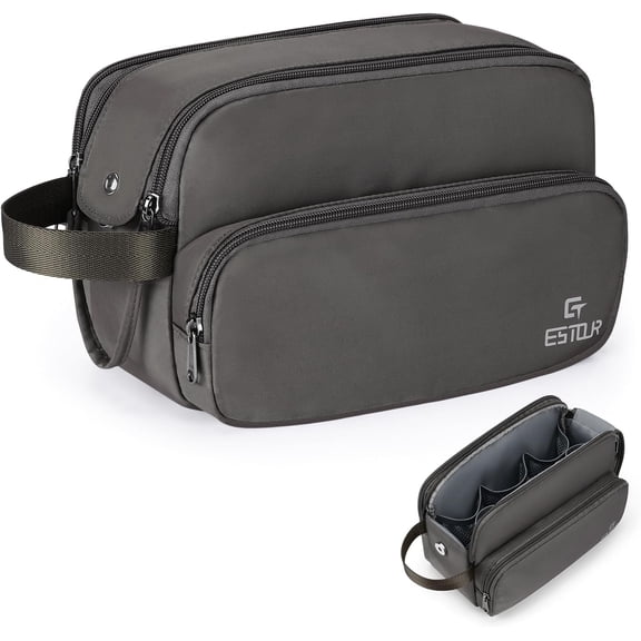 Toiletry Bag for Men, Travel Essentials Travel Toiletry Bag, Water-Resistant Compact Bathroom Roll Organizer for Hygiene, Shaving kit, Gifts for men ( Gray(Polyster))