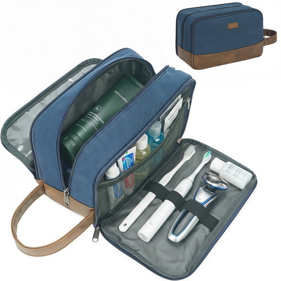 Toiletry Bag for Men, Travel Toiletries Shaving Bag, Water Resistant Travel Essentials Hanging Organizer Dopp Kit, Large Travel Accessories Bag for Business Trip, Gym, Father's Day Gift(Blue)