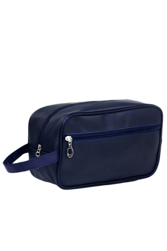 Toiletry Bag for Men Travel Toiletry Organizer Canvas and Leather Dopp Kit Water-Resistant Shaving Bag,Mens Travel Bag Toiletries Organizer Case for Bathroom Shower, Travel Size Toiletries,Navy