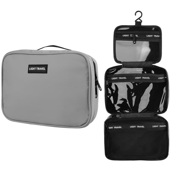 Toiletry Bag for Men and Women,Large Cosmetic Case Travel Bag w/ Hanging Hook Shower Bag for Bathroom,Thickened PVC Waterproof Makeup Bag Multiple Pockets Organizer Toiletries Bag for Travel Business