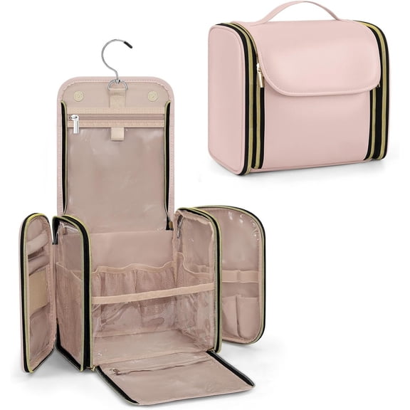Toiletry Bag, PU Leather Makeup Bag Large Capacity with  Organizer for Brushes Set,  Accessories,