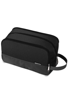 Toiletry Bag for Men Hanging Travel Dopp Kit Lightweight Water Resistant Small Shaving Bag Bathroom Cosmetic Organizer for Women, Black