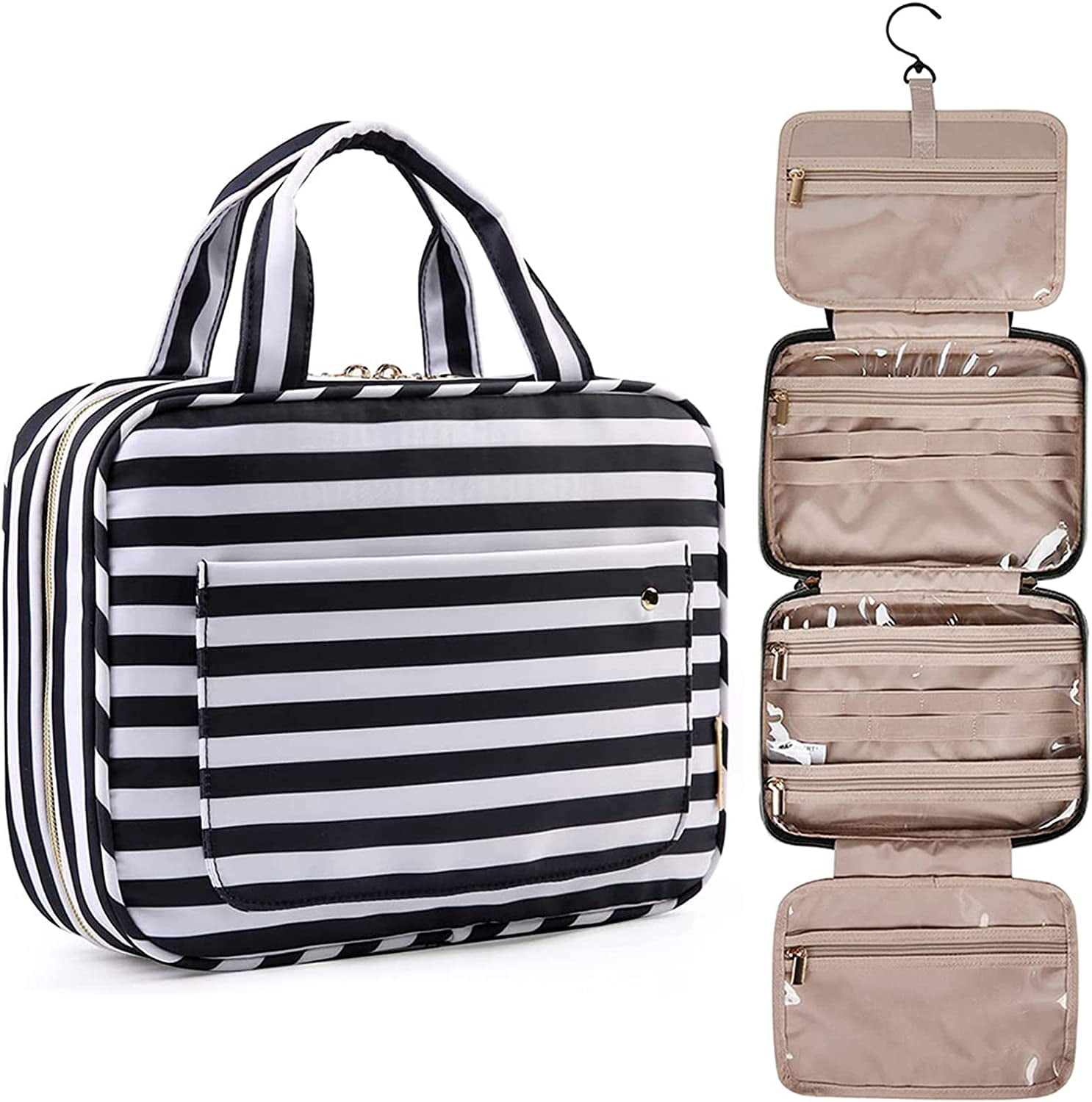 Toiletry Bag Travel Bag with Hanging Hook, Water-resistant Makeup Cosmetic Bag Travel Organizer for Accessories, Shampoo, Full Sized Container, Toiletries