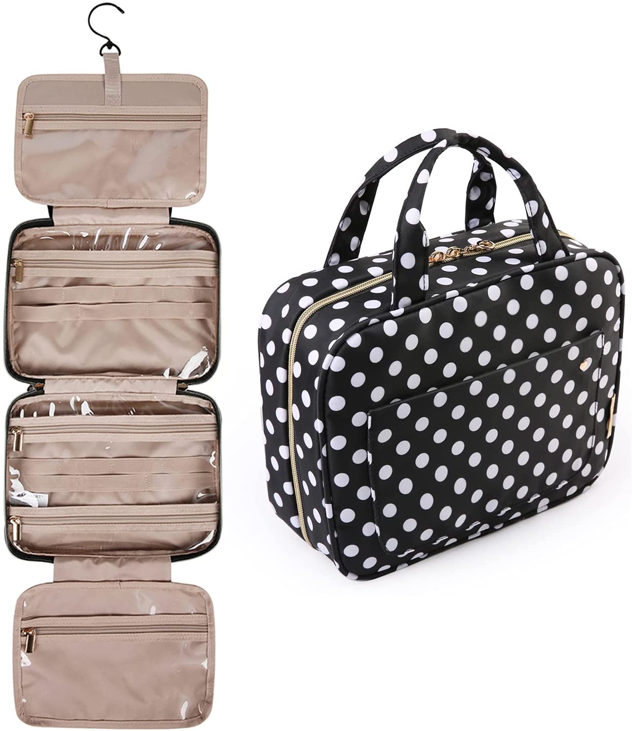 Toiletry Bag Travel Bag with Hanging Hook, Water-resistant Makeup Cosmetic Bag Travel Organizer for Accessories, Shampoo, Full Sized Container, Toiletries