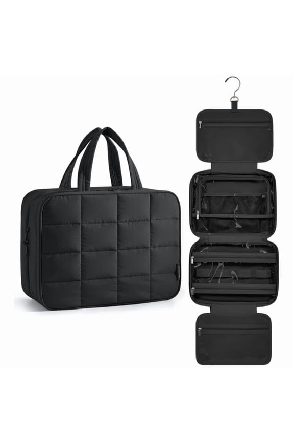 Toiletry Bag Travel Bag with Hanging Hook, Water-resistant Makeup Cosmetic Bag Travel Organizer for Accessories, Shampoo, Full-size Container, Toiletries