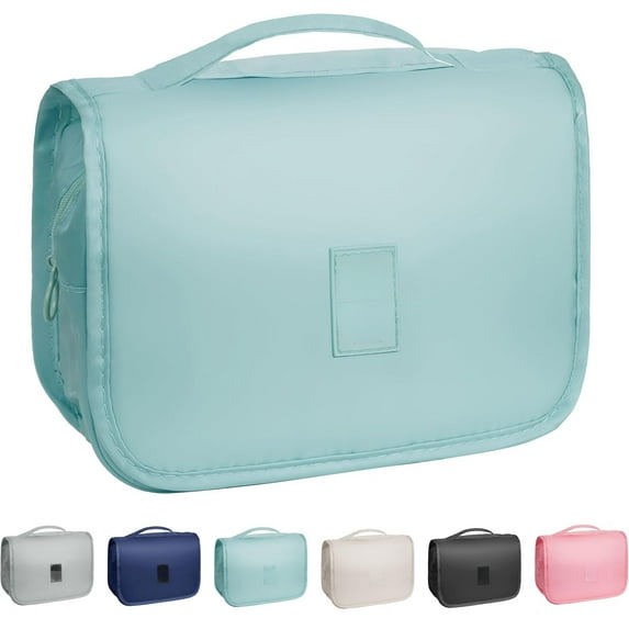 Toiletry Bag Travel Bag with Hanging Hook, Waterproof Capacity Hanging Multifunctional Makeup Bag for Toiletries, Portable Cosmetic Bag Travel Organizer for Women and Men(Light Blue)