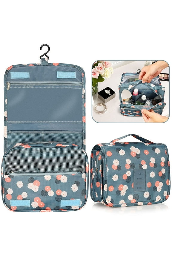 Toiletry Bag Travel Bag with Hanging Hook, Waterproof Makeup Cosmetic Bag Travel Organizer for Accessories, Full-size Container, Large Capacity