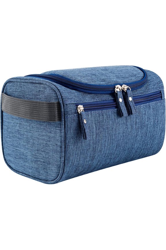 Toiletry Bag for Women and Men Traveling Makeup Large Capacity Portable Dopp Kit Storage Organizer Bag with Hook for Toiletries Brushes (Frosted Navy)
