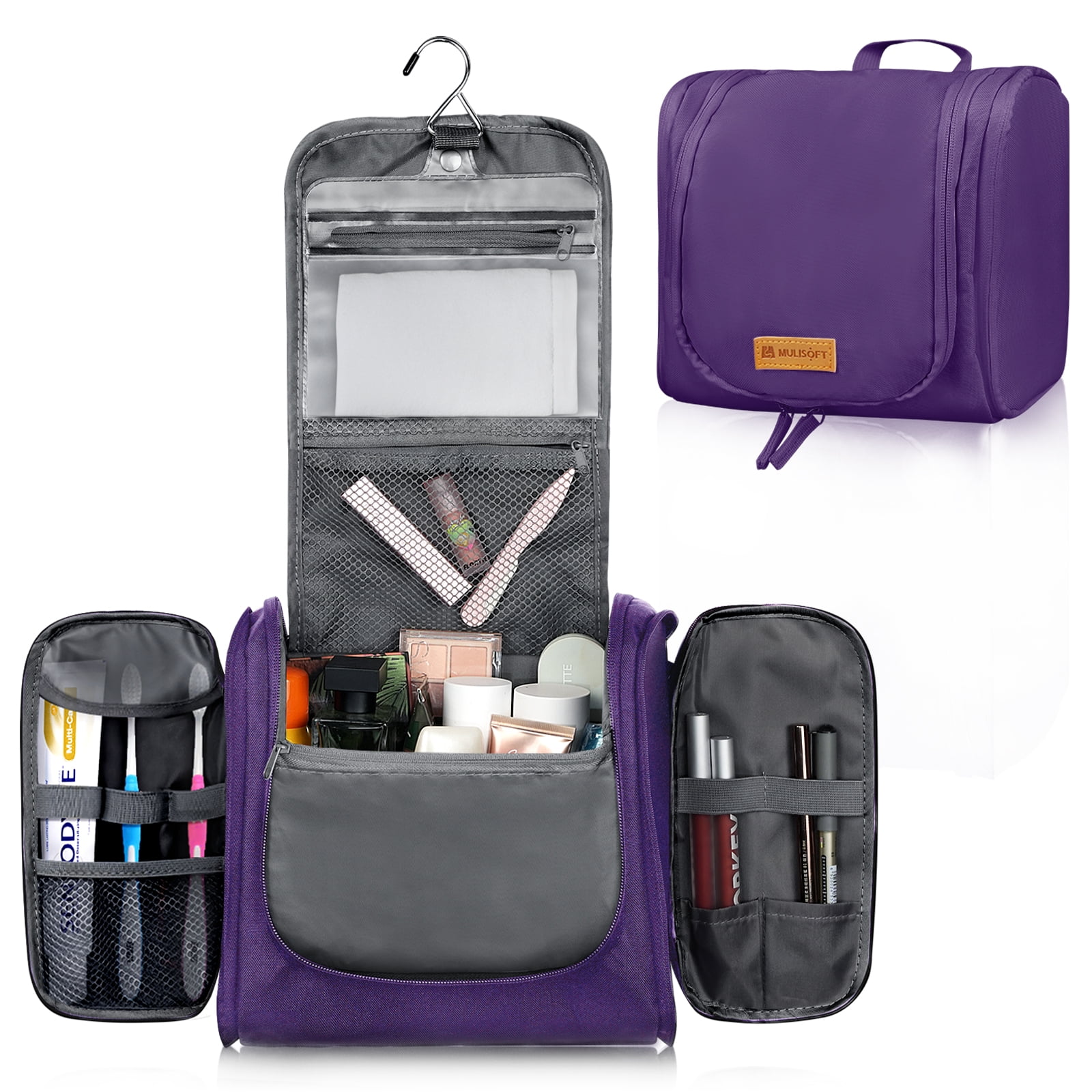 Waterproof Hanging Travel Toiletry Bag Makeup Storage Organizer Purple