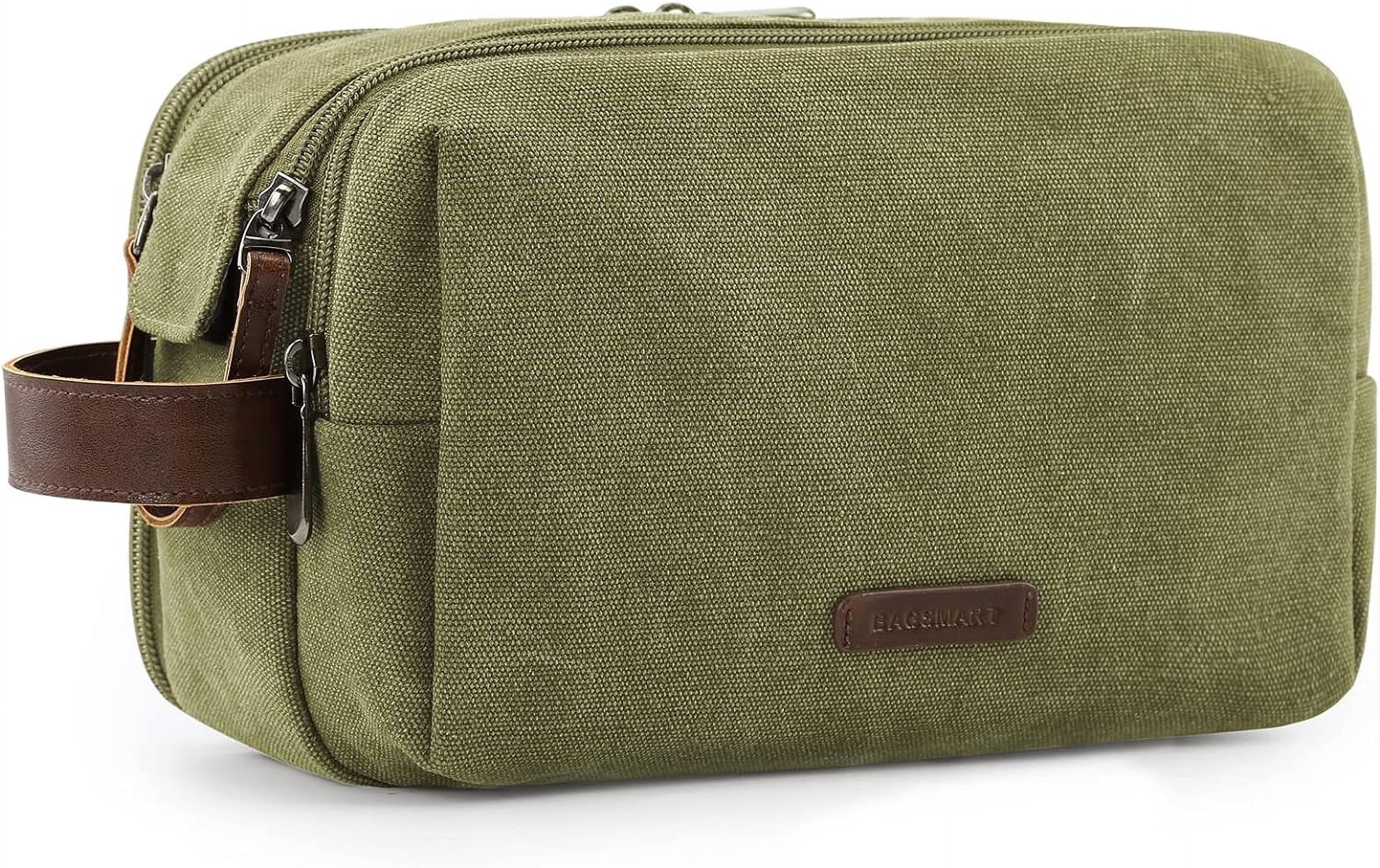 Toiletry Bag for Men, Canvas Travel Toiletry Organizer Dopp Kit Water-resistant Shaving Bag for Toiletries Accessories,Grey-Medium