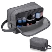 Toiletry Bag for Men Hanging Travel Dopp Kit Canvas Water Resistant Small Shave Bag Bathroom Cosmetic Organizer for Women, Denim Grey