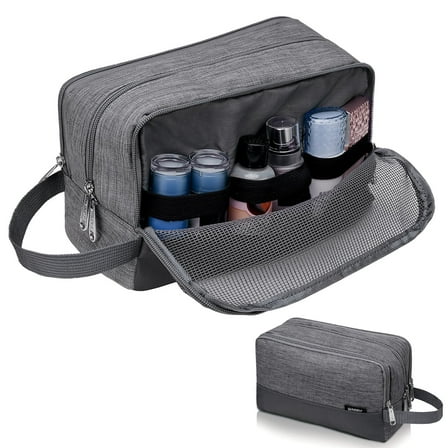 Toiletry Bag for Men Hanging Travel Dopp Kit Lightweight Water Resistant Small Shave Bag Bathroom Cosmetic Organizer for Women, Denim Grey