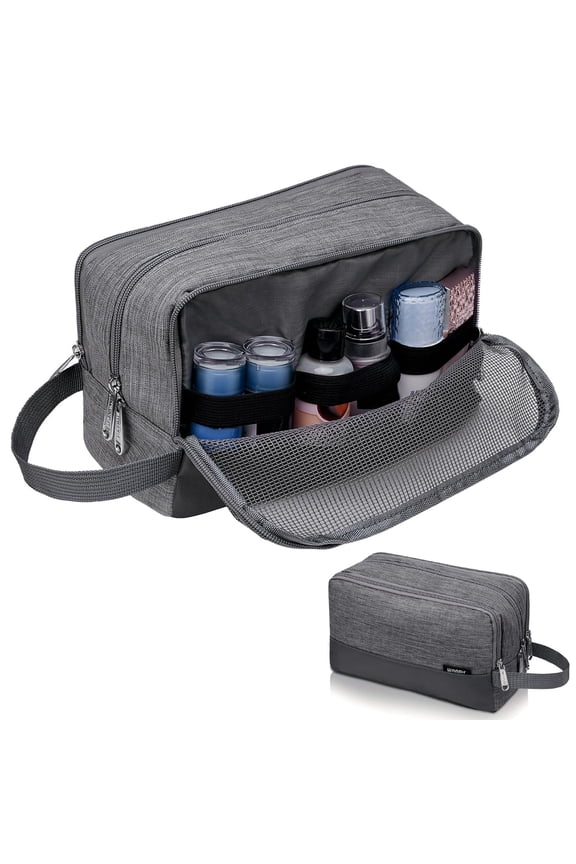 Toiletry Bag for Men Hanging Travel Dopp Kit Lightweight Water Resistant Small Shave Bag Bathroom Cosmetic Organizer for Women, Denim Grey