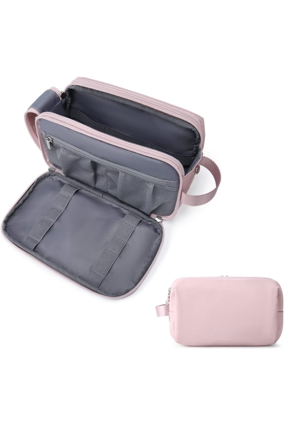 Toiletry Bag for Men, Travel Toiletry Organizer Dopp Kit Water-resistant Shaving Bag for Toiletries Accessories, Door Room Essentials,Pink-large