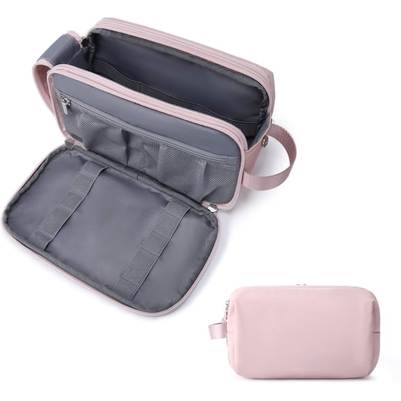 Toiletry Bag for Men, Travel Toiletry Organizer Dopp Kit Water-resistant Shaving Bag for Toiletries Accessories, Door Room Essentials,Pink-medium