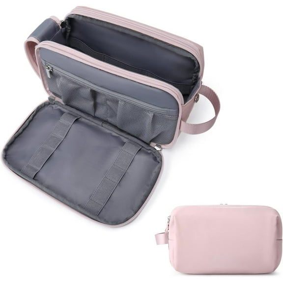 Toiletry Bag for Men, Travel Toiletry Organizer Dopp Kit Water-resistant Shaving Bag for Toiletries Accessories, Door Room Essentials,Pink-medium