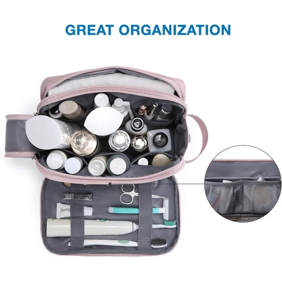 Toiletry Bag for Men, Water-Resistant Travel Dopp Kit, Multi-Pocket Shaving Bag, Beige-Medium