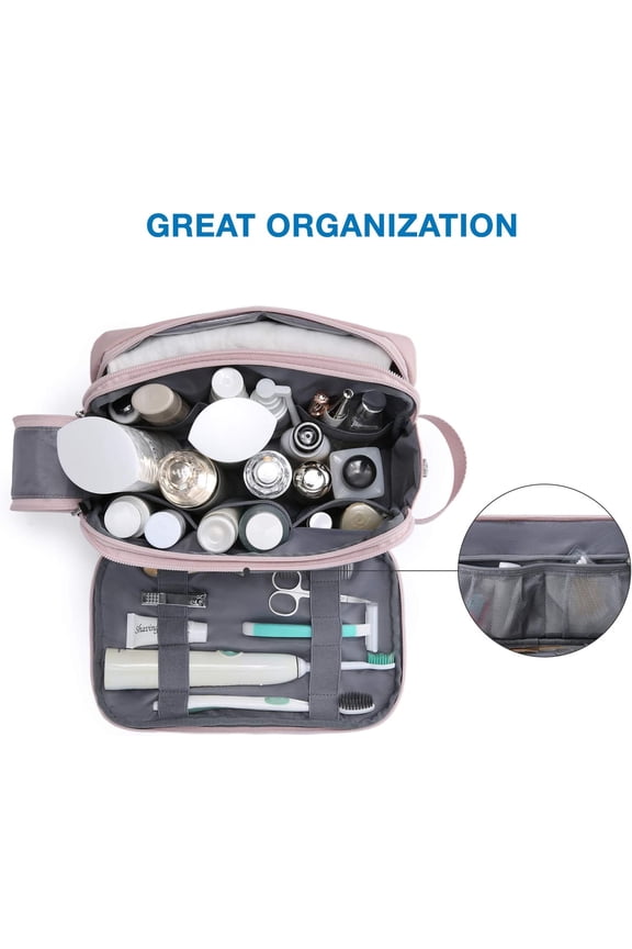 Toiletry Bag for Men, Water-Resistant Travel Dopp Kit, Multi-Pocket Shaving Bag, Beige-Medium