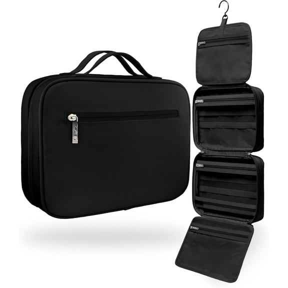 Toiletry Bag for Travelling, Makeup Organizer Bag, Travel Bags for Women, Makeup Case Toiletries Organizer Hygiene Bathroom Shower - Black