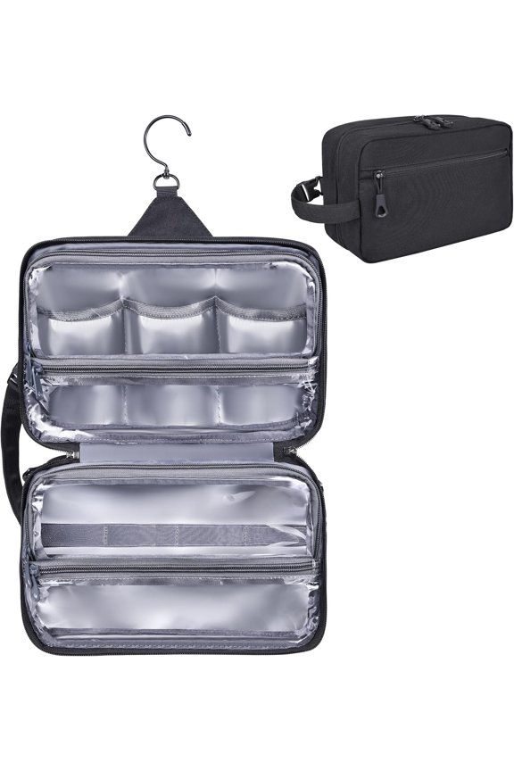 Toiletry Shower Bag, Mens Hygiene Bag for Travel Gym Business | YKK Zippers, Heavy-Duty 360? Swivel Metal Hook, Water-Resistant Puncture-Proof Nylon, Clear Quick-Access Panel