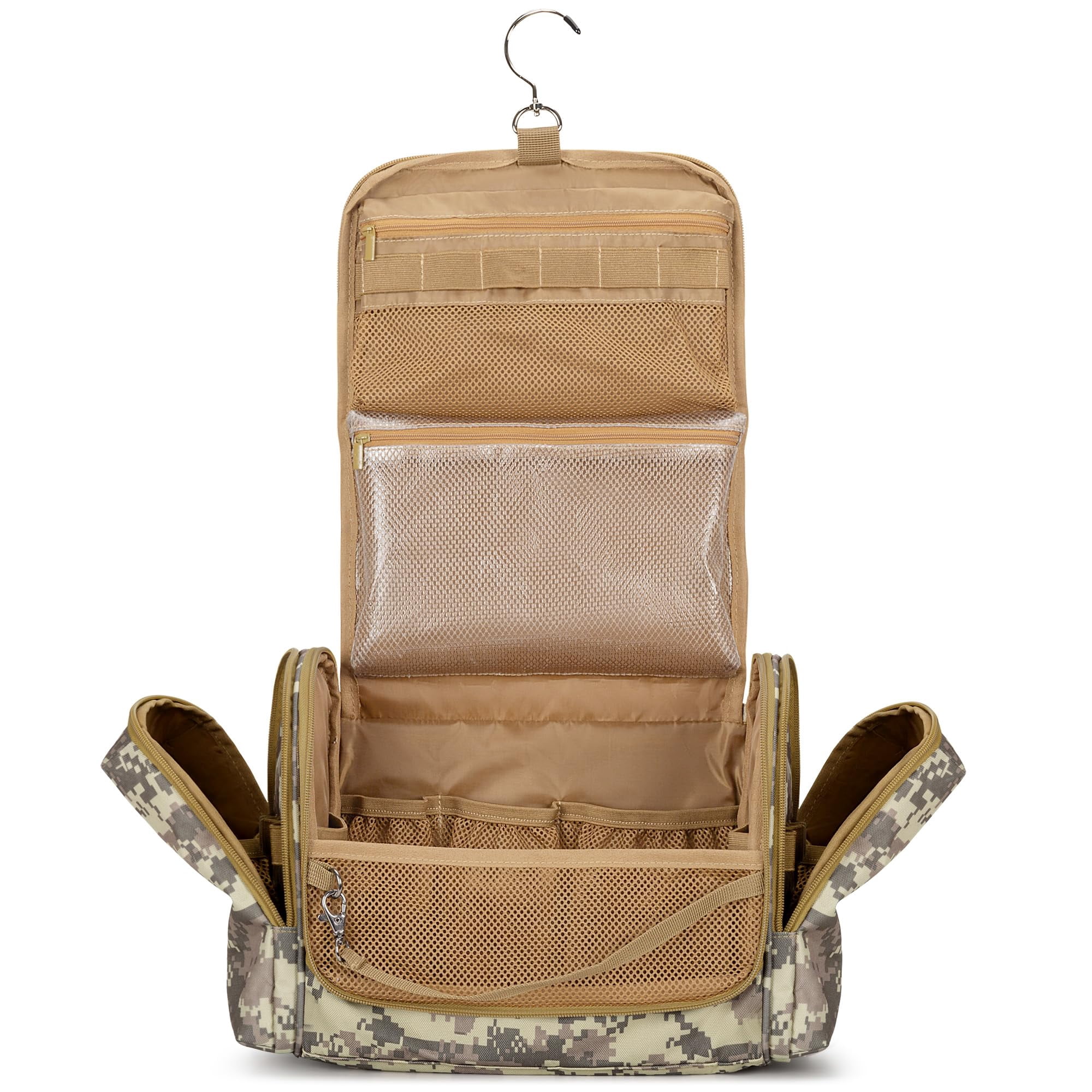 Toiletry Travel Bag For Men  Hanging Dopp Kit Hygiene Shower Organizer With Hook Toiletries And Shaving Care Desert Yellow (empty Bag)