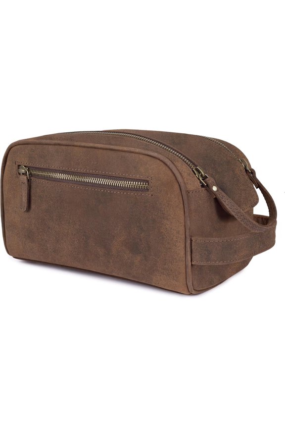 Toiletry Travel Bag with Lining, Large Capacity Dopp Kit, Shaving Organizer for Men Women - Brown
