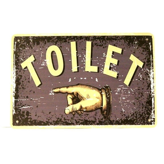Toilets Toilet This Way Arrow aluminum Sign Poster Bar Art Decor Vintage Style Rustic Size: 16 x 12 Inch