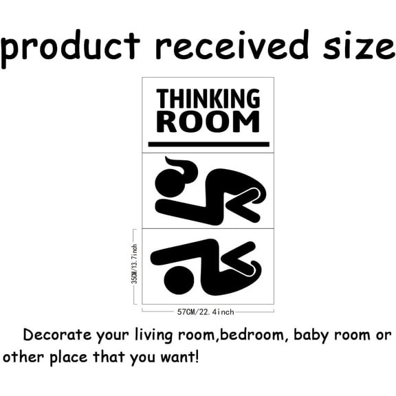 Toilets Wall Decor Thinking Room Wall Sticker Funny Washroom Decals Funny Toilet Vinyl Art Decor Stickers Black Mural Sign for Toilet Supermarket Office Hotel Bathroom Salon