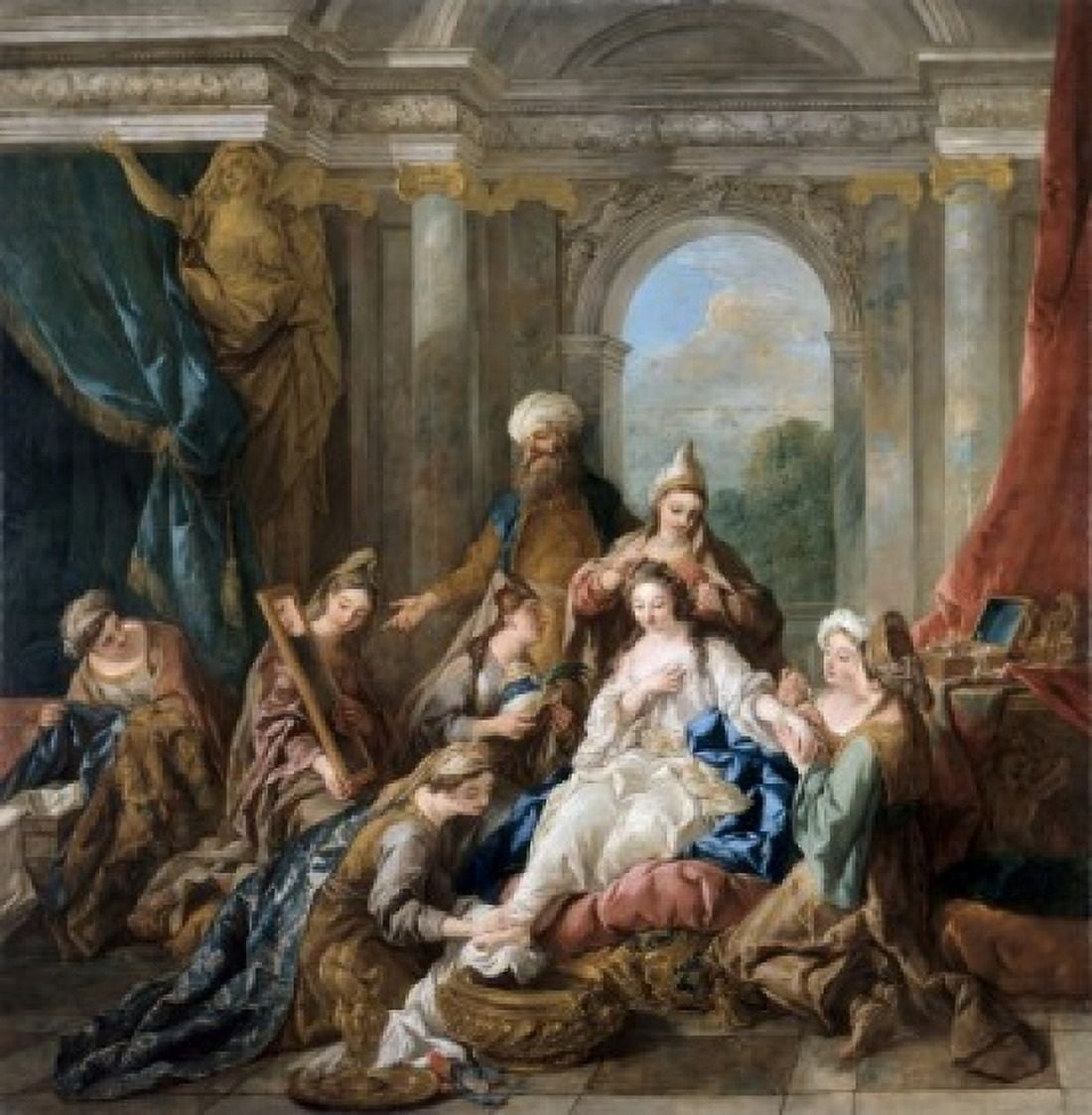 Toilette of Esther Jean Francois de Troy (1679-1752French) Musee Du Louvre Paris Canvas Art - Jean Francois de Troy (24 x 36)