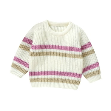 Toimothcn Baby Boy Knit Sweater Casual Patchwork Color Striped Printed Knit Sweaters Long Sleeve Crew Neck Warm Soft Loose Fit Pullover Knitted Sweater Children'S Winter Clothes