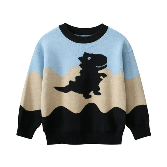 Toimothcn Baby Boys Girls Sweater Long Sleeve Crew Neck Cute Cartoon Dinosaur Printed Pullover Sweater Warm Soft Fall Winter Knitted Sweaters Suitable For Dailywear