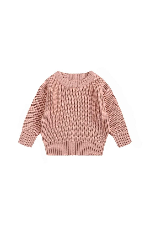 Baby Boys Girls Sweater Long Sleeve Crew Neck Simple Solid Color Pullover Sweater Warm Soft Fall Winter Knitted Sweaters Comfy Kids Clothes