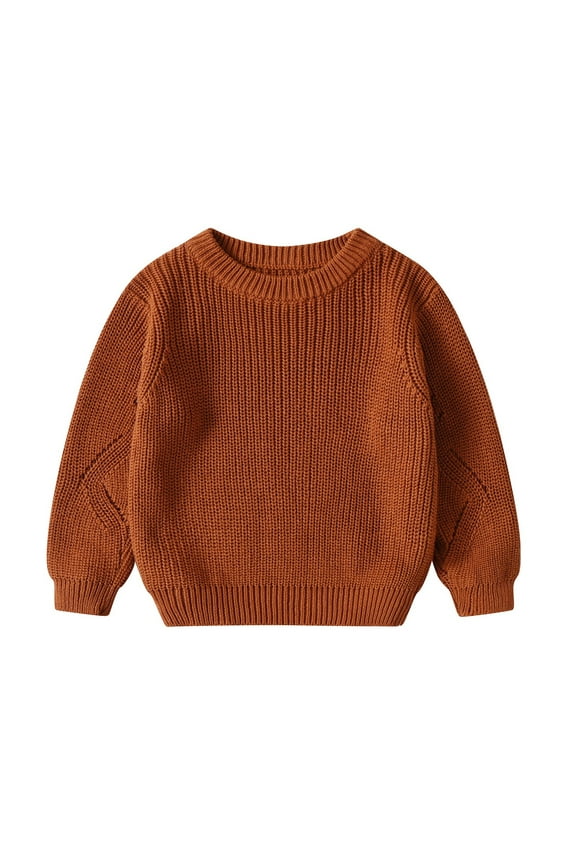 Toddler Infant Boys Sweater Simple Solid Color Knit Sweaters Long Sleeve Crew Neck Warm Soft Loose Fit Pullover Knitted Sweater Children'S Winter Clothes