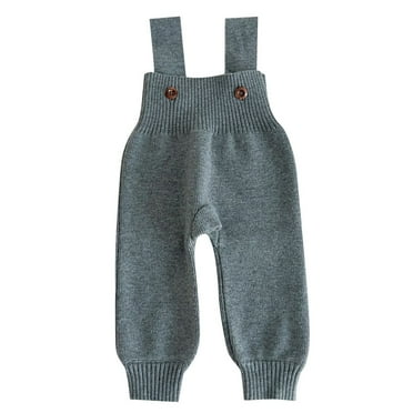 Toimothcn Baby Girls Pants Baby Knitted Jumpsuit Overalls Fall Winter Warm Losoe Fit Simple Solid Color Suspenders For Kids Comfy Girls Dailywewar