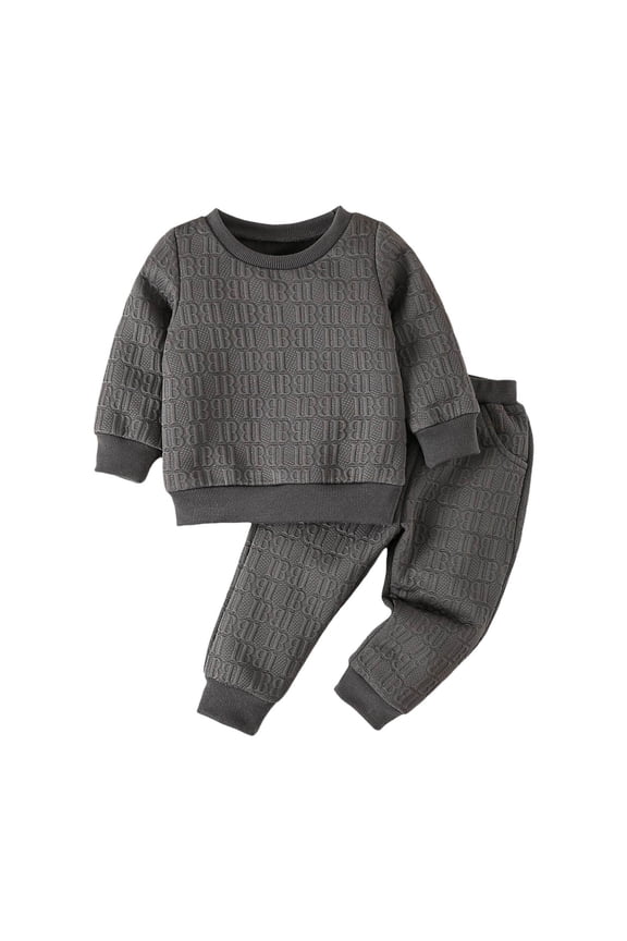 Back To School Sets For Toddler Boys Long Sleeve Simple Solid Color Sweatshirt Pants Warm Loose Fit 2Pcs Outfits Set Leisure Childrens Clothes