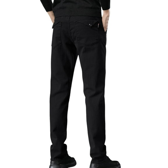 Toimothcn Black Jeans For Men Comfortable Fashion Solid Color Straight Leg Casual Business Jeans Breathable Slim Fit Comfy Autumn Clothing