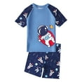 thumbnail image 1 of Toimothcn Boys Swimsuits Short Sleeve Cartoon Astronaut Printed Compression 2 Peice Bathing Suit Quickly Dry Soft Swimwear 3-4 Years, 1 of 8