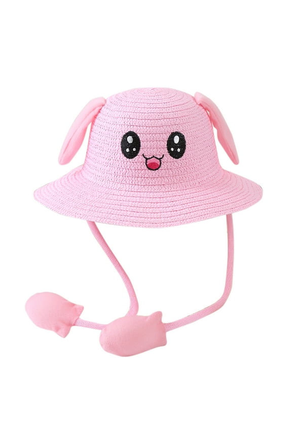 Caps Summer Hats Air Children Bag Rabbit Baby Straw Sunhat With Moving Ears Kids Hats & Caps Lovely Childs Clothing