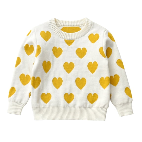 Toimothcn Casual Toddler Girl's Sweater Long Sleeve Crew Neck Romantic Valentine'S Day Love Heart Printed Knit Sweaters Warm Soft Loose Fit Pullover Knitted Sweater Lovely Kids Knit Clothes