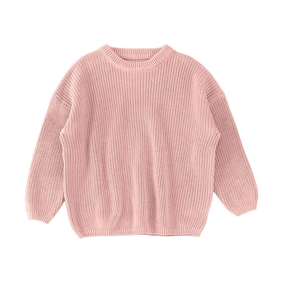 Toimothcn Casual Infant Toddler Girl's Sweater Long Sleeve Crew Neck Simple Solid Color Knit Sweaters Warm Soft Loose Fit Pullover Knitted Sweater Comfy Girl's Clothing
