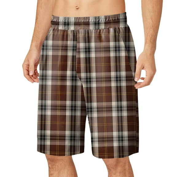 Toimothcn Casual Plaid Pajamas Shorts With Pockets Drawstring Trend Loose Fit Oversized Elastic Waist Sleepwear Shorts Cosy Men'S Sleeping Clothes