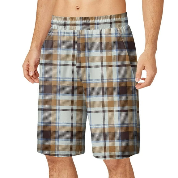 Toimothcn Casual Plaid Pajamas Shorts With Pockets Drawstring Trend Loose Fit Oversized Elastic Waist Sleepwear Shorts Cosy Men'S Sleeping Clothes