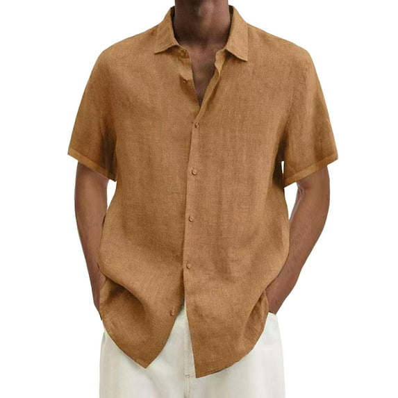 Toimothcn Casual Shirts For Men Short Sleeve Simple Solid Color Buttons Up Shirts Soft Breathable Loose Fit Shirt Tops Suitable For Dailywear