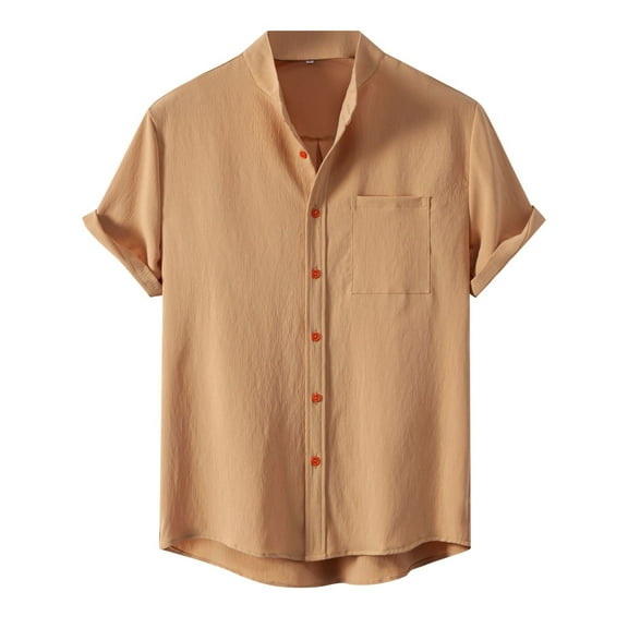 Toimothcn Casual Shirts For Men Short Sleeve Simple Solid Color Buttons Up Shirts Soft Breathable Loose Fit Shirt Tops Suitable For Summer Vacation